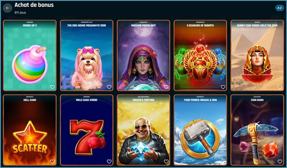 Catégorie Achat de bonus de Ringospin avec Merge Up 2, Madame Moonlight et 3 Scarabs of Rebirth