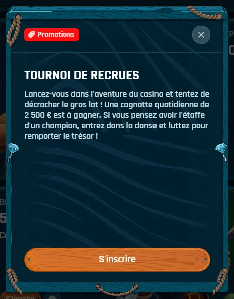 Tournoi de recrues Ringospin avec une cagnotte quotidienne de 2 500 €